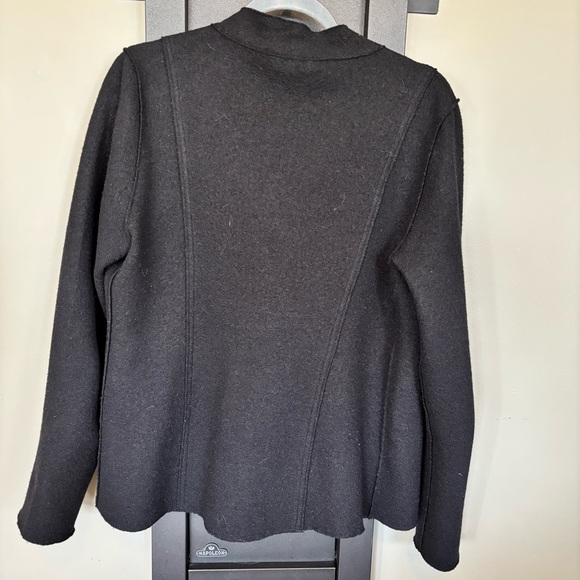 🐑 Eileen Fisher Black Wool Wrap Sweater - size L - Picture 6 of 6